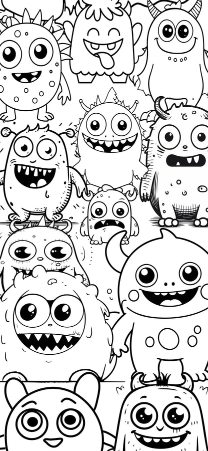 Cartoon Monster faces Modern Vinyl Strips Peel and stick Removable stickers for Stairs Home Decor  - HD047